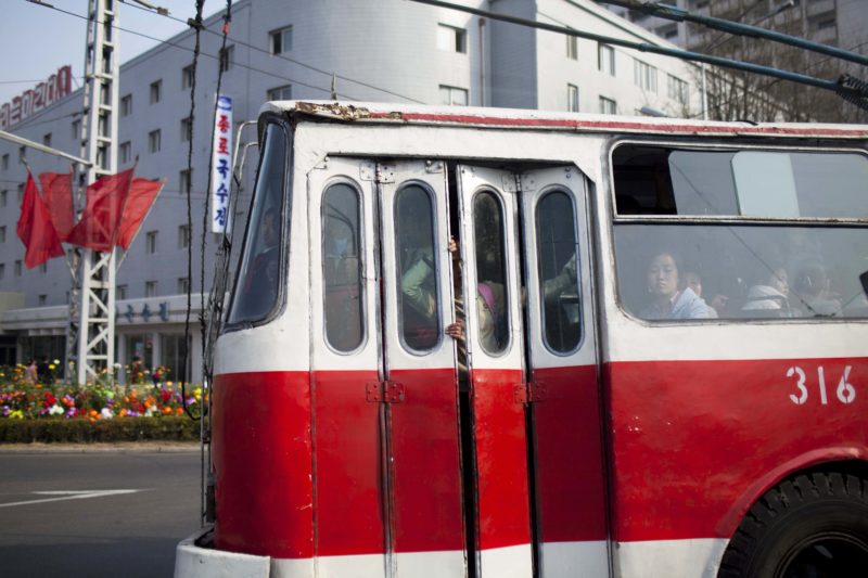David Guttenfelder - In this April 15, 2011 photo, a city tram carries passengers in Pyongyang, North Korea
