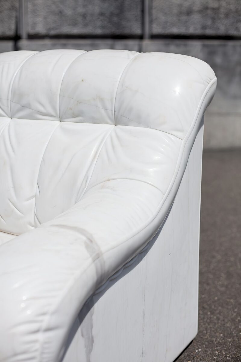 Ai Weiwei – Sofa in White, 2011, marble, Installation view, Paradeplatz, Zürich, Switzerland