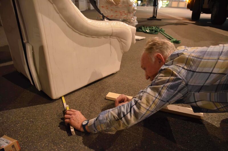 Installation of Ai Weiwei’s Sofa in White, 2011, marble, Paradeplatz, Zürich, Switzerland