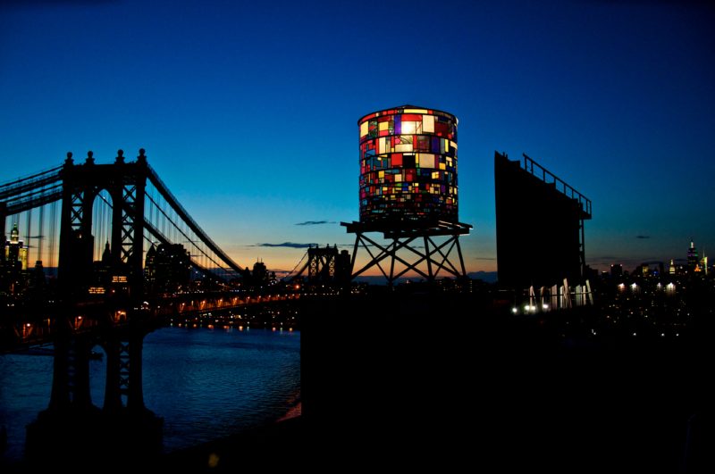 Tom Fruin – Watertower, 2010, 6 x 3 x 3m, found plexiglas, steel, bolts