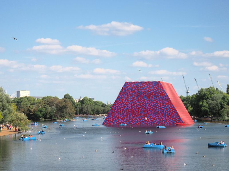 Christo - The Mastaba, 2016-2018, installation view, Serpentine Lake, Hyde Park, London, 2018