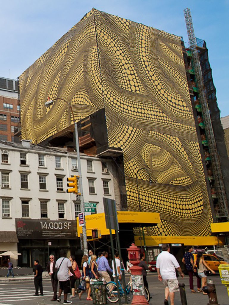 Yayoi Kusama's Yellow Trees covers entire buildings in New York