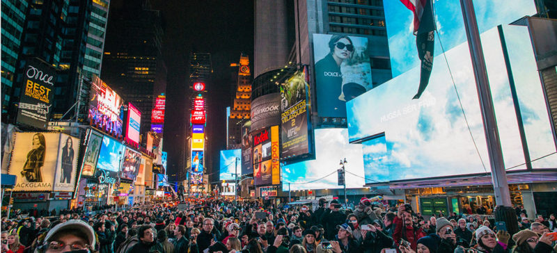 Yoko Ono - Imagine Peace, installation on 15 electronic billboards, Times Square, New York, 2012