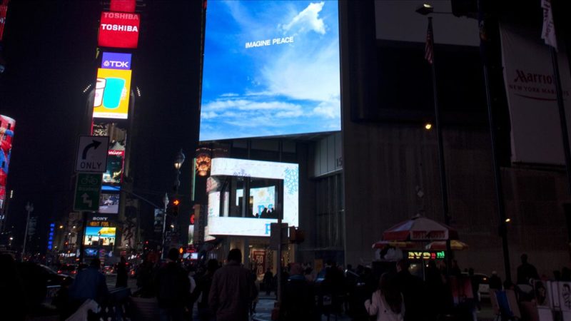 Yoko Ono - Imagine Peace, installation on 15 electronic billboards, Times Square, New York, 2012