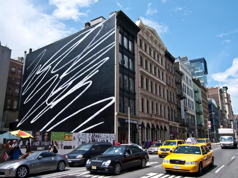 Karl Haendel – Scribble, 2009, paint on brick, 441 Broadway, New York