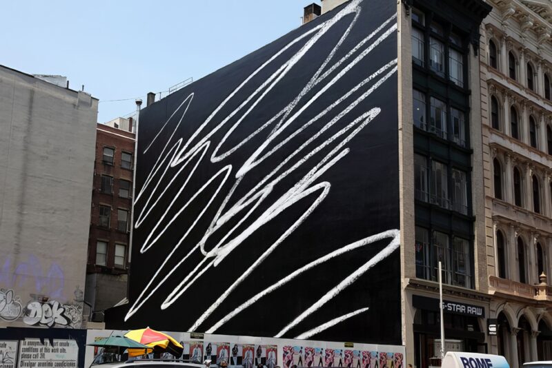 Karl Haendel – Scribble, 2009, paint on brick, 441 Broadway, New York