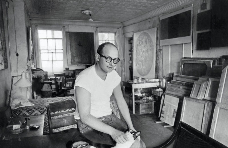 Portrait of Sol LeWitt with cat