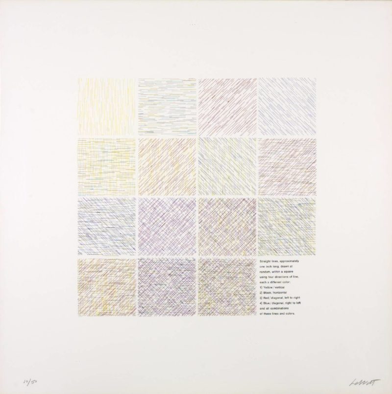 Sol LeWitt – Lines of One Inch, Four Directions, Four Colours (set of 16), 1971