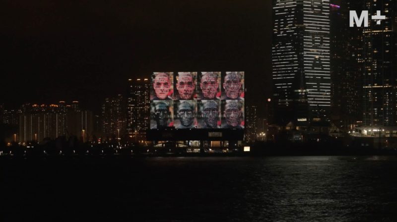 Zhang Huan - Family Tree, 2000, installation view, dynamic LED media system on the south facade of the M+ Museum, Victoria Harbor, Hong Kong, 2021