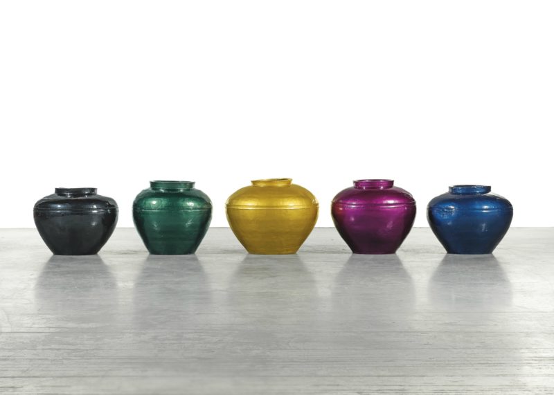 Ai Weiwei - Han Dynasty Vases in Auto Paint, 2014, Photo Sotheby's