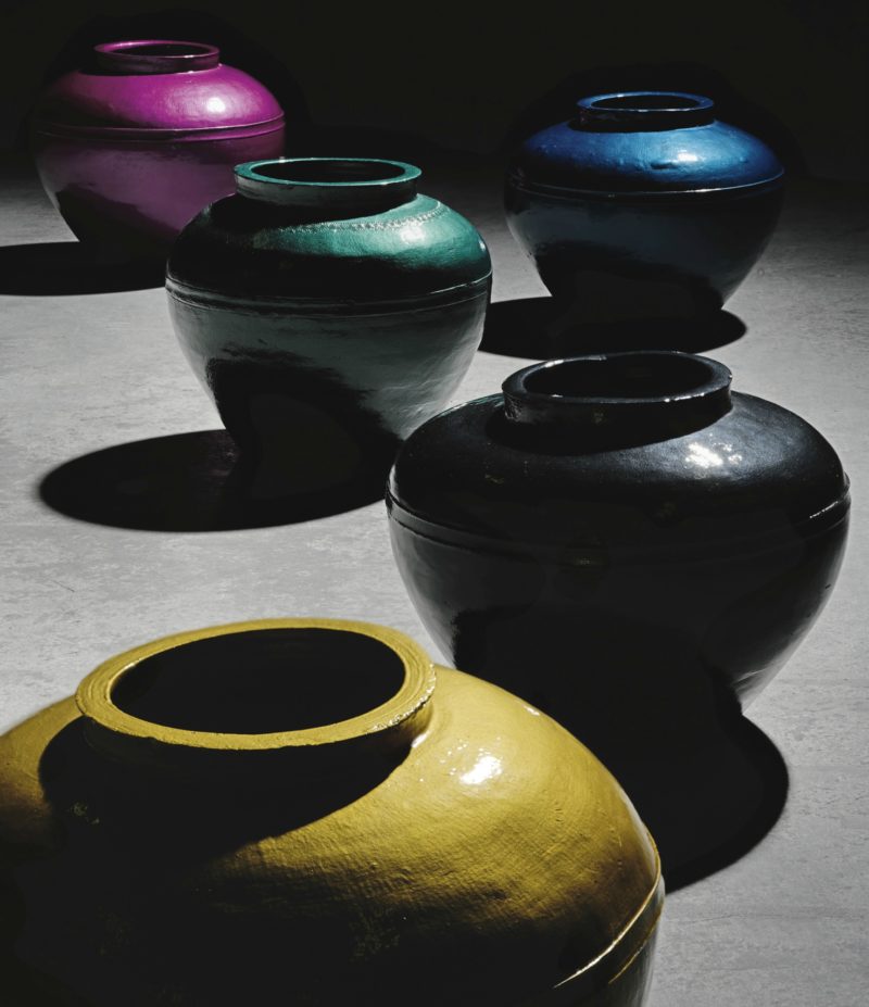 Ai Weiwei - Han Dynasty Vases in Auto Paint, 2014, Photo Sotheby's