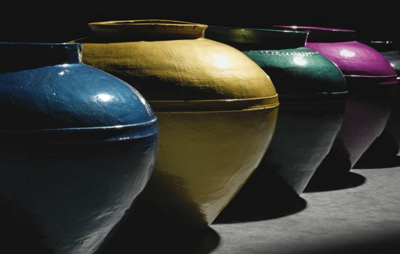 Ai Weiwei - Han Dynasty Vases in Auto Paint, 2014, Photo Sotheby's