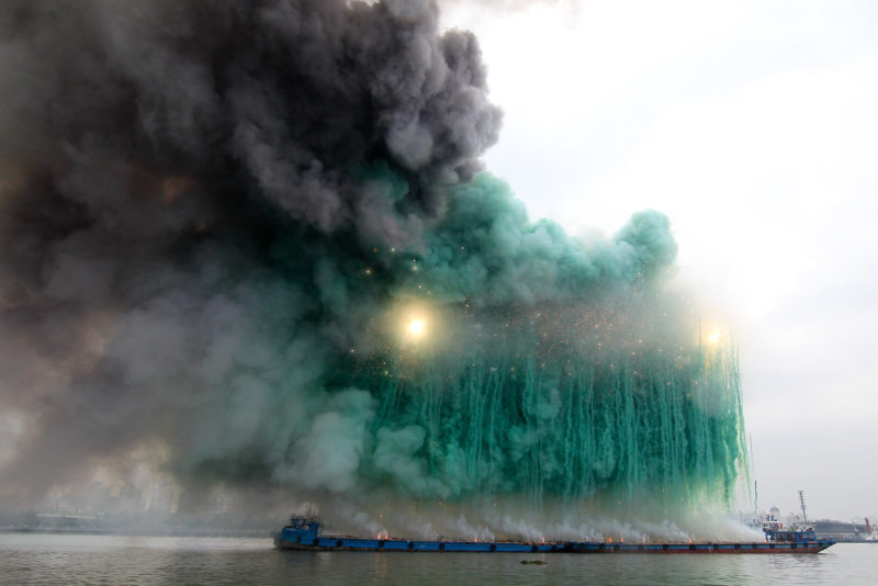 Cai Guo-Qiang - Elegy (Explosion Event), The Ninth Wave at Huangpu riverfront of the Power Station of Art, Shanghai, China