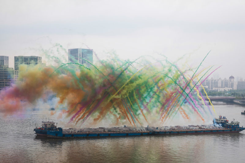 Cai Guo-Qiang - Elegy (Explosion Event), The Ninth Wave at Huangpu riverfront of the Power Station of Art, Shanghai, China