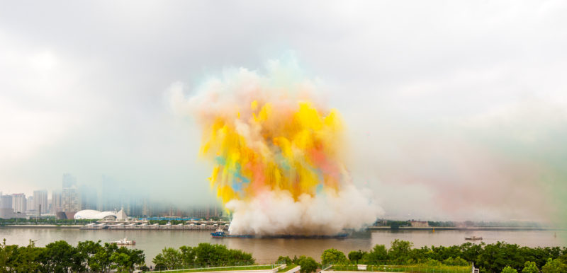 Cai Guo-Qiang - Elegy (Explosion Event), The Ninth Wave at Huangpu riverfront of the Power Station of Art, Shanghai, China