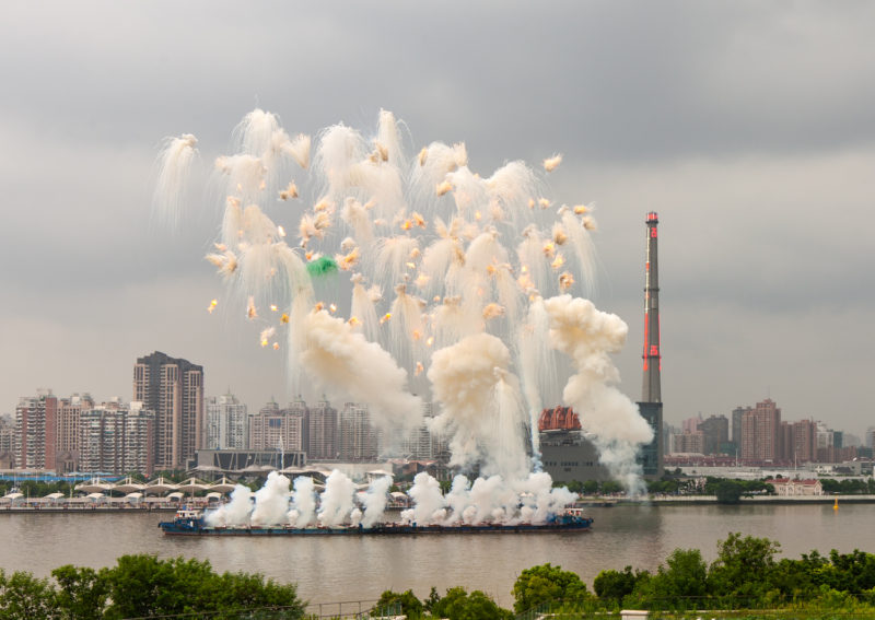 Cai Guo-Qiang - Elegy (Explosion Event), The Ninth Wave at Huangpu riverfront of the Power Station of Art, Shanghai, China