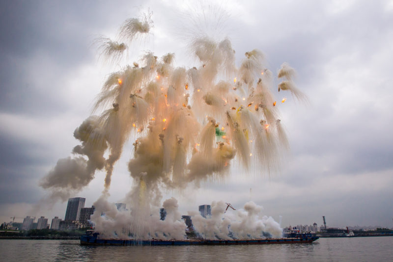 Cai Guo-Qiang - Elegy (Explosion Event), The Ninth Wave at Huangpu riverfront of the Power Station of Art, Shanghai, China