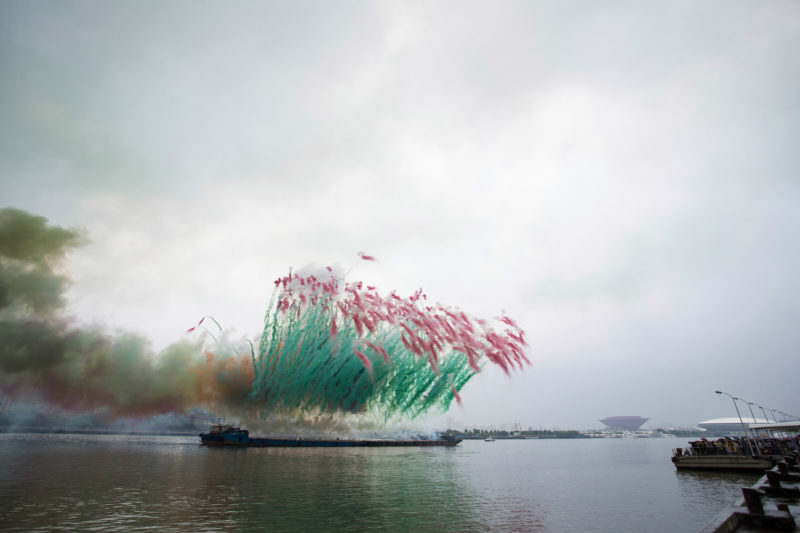 Cai Guo-Qiang - Elegy (Explosion Event), The Ninth Wave at Huangpu riverfront of the Power Station of Art, Shanghai, China