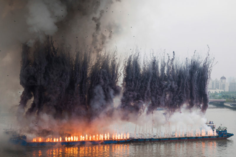 Cai Guo-Qiang - Elegy (Explosion Event), The Ninth Wave at Huangpu riverfront of the Power Station of Art, Shanghai, China