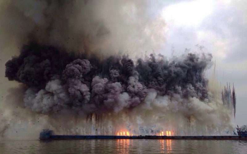 Cai Guo-Qiang - Elegy (Explosion Event), The Ninth Wave at Huangpu riverfront of the Power Station of Art, Shanghai, China