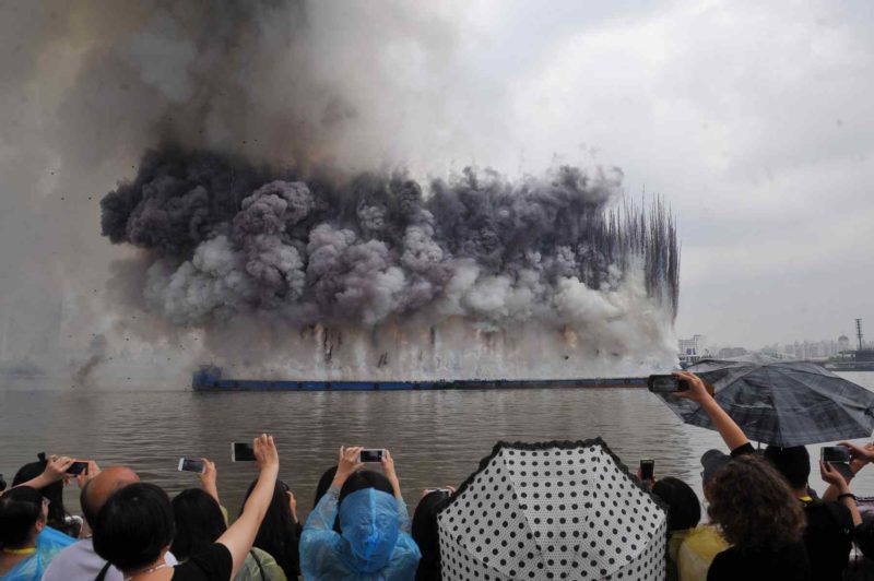 Cai Guo-Qiang - Elegy (Explosion Event), The Ninth Wave at Huangpu riverfront of the Power Station of Art, Shanghai, China