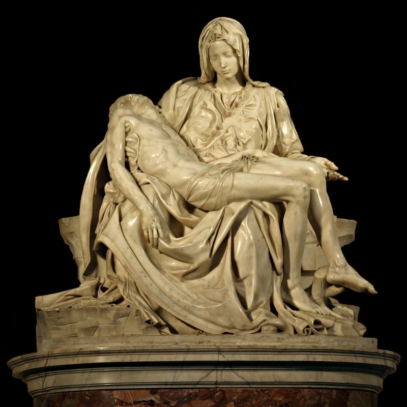 Michelangelo - Pieta, 1498–1499, marble, 174 cm × 195 cm (68.5 in × 76.8 in), St. Peter's Basilica, Vatican City