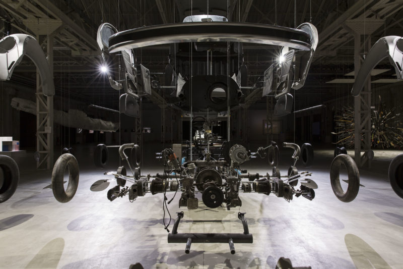 Damián Ortega – Cosmic Thing, 2002, Volkswagen Beetle 1983, stainless steel wire, acrylic, Pirelli HangarBicocca, Milan, Italy, photo: Agostino Osio/hangarbicocca.org