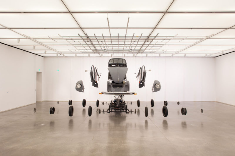 Damian Ortega – Cosmic Thing, 2002, Volkswagen Beetle 1983, stainless steel wire, acrylic, exhibition ‘Do It Yourself’ at Institute of Contemporary Art, Boston, 2009