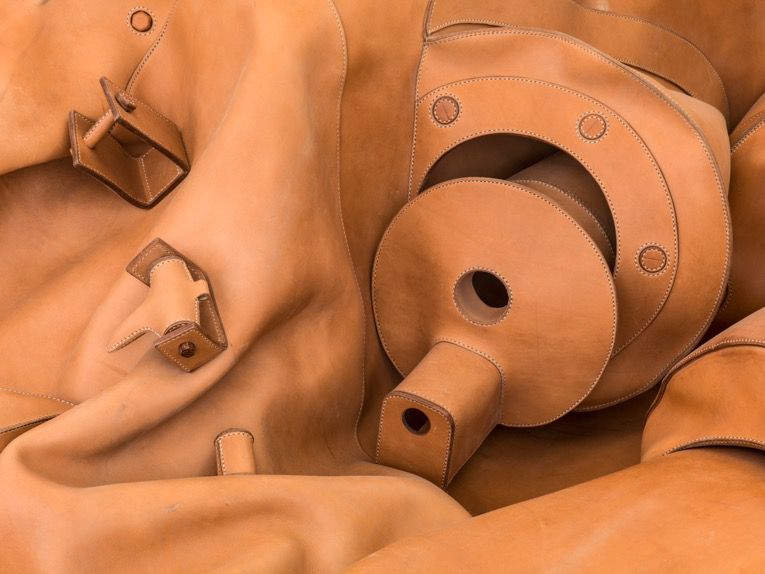 Detail of He Xiangyu – Tank Project, 2011-2013, leather, 890 x 600 x 150 cm