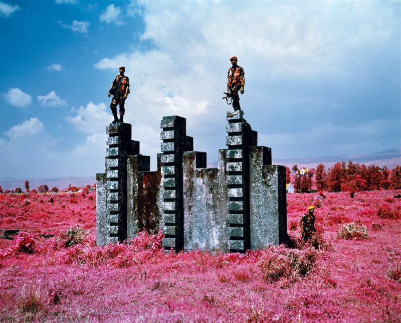 Richard Mosse – Triumph of the Will, ARDC soldiers demonstrate the purpose of an old Belgian commando training structure at Rumangabo military base, North Kivu