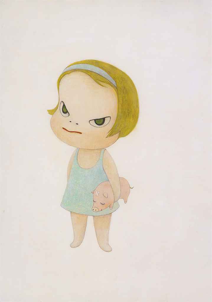 Yoshitomo Nara - Lotta Leaves Home, 1999, acrylic, colour pencil on paper, 72.5 x 51.5 cm