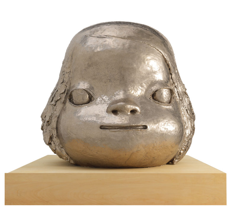 Yoshitomo Nara - Otafuku No 2 (Moon-Faced Woman No.2), 2010, ceramic decorated with platinum liquid, 118 x 125 x 127 cm