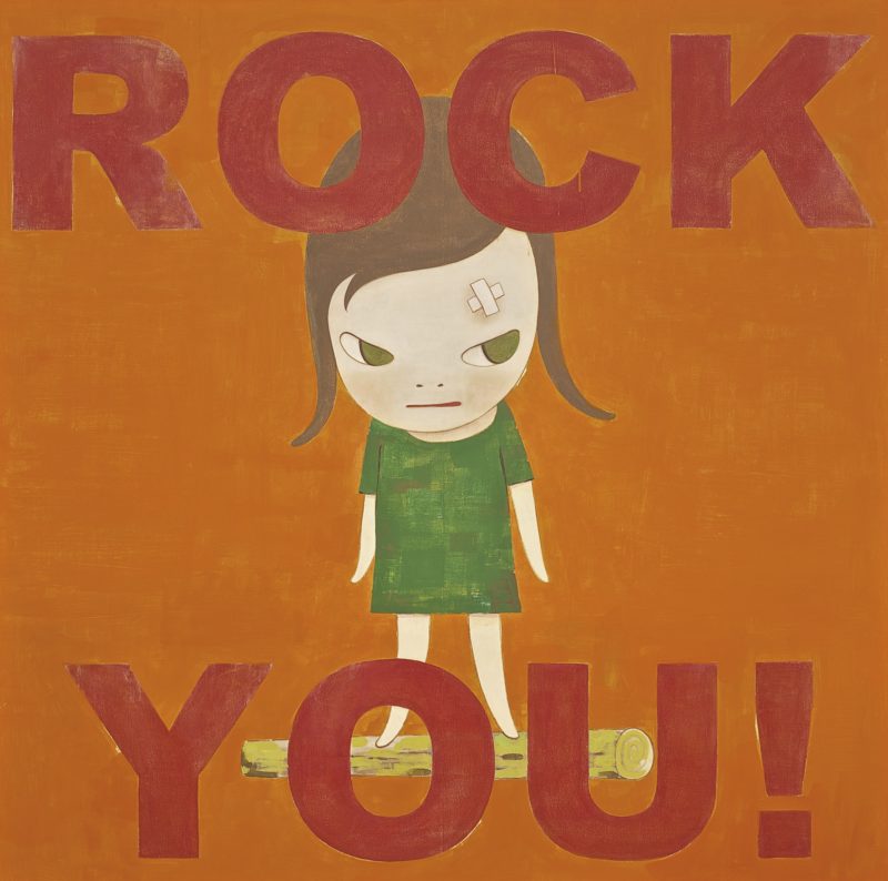 Yoshitomo Nara - ROCK YOU ! signed in English and dated 2006 on the reverse, framed acrylic on board 162 by 162 cm.; 63¾ by 63¾ in.