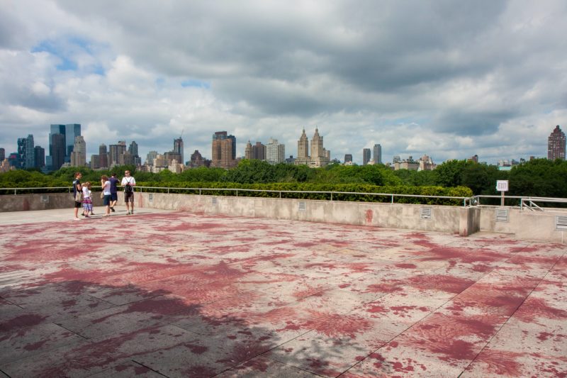 Imran Qureshi - And How Many Rains Must Fall Before the Stains Are Washed Clean, 2013, acrylic, 743 sqm., installation view, Roof Garden, The Metropolitan Museum of Art, New York, 2013