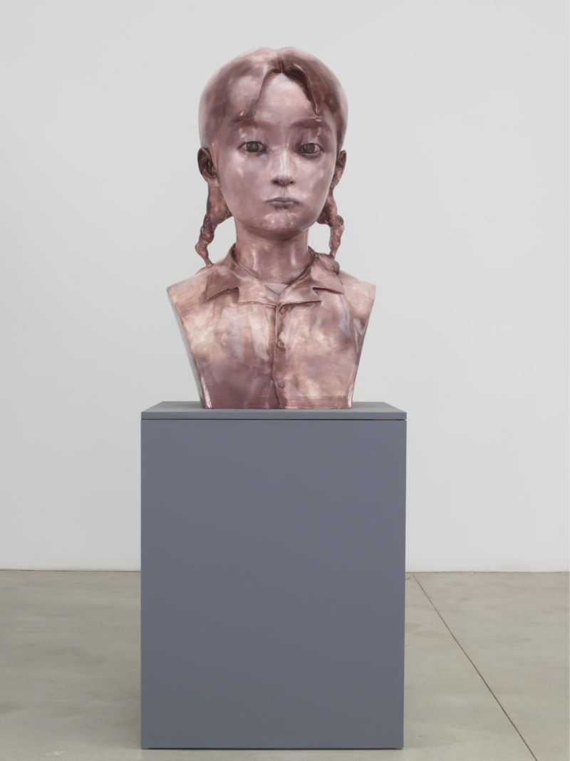 Zhang Xiaogang - Young Girl No. 3, 2013, painted bronze, 78 1:2 x 28 x 28 in.