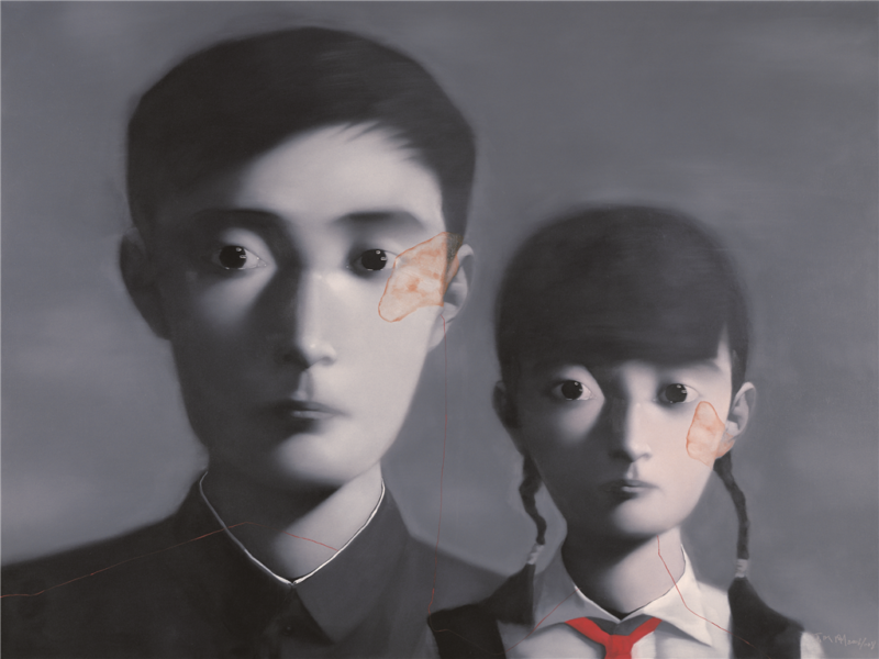 Zhang Xioagang - Bloodline Series - Father and Daughter No. 1, 2008, oil on canvas, 200cx160cm