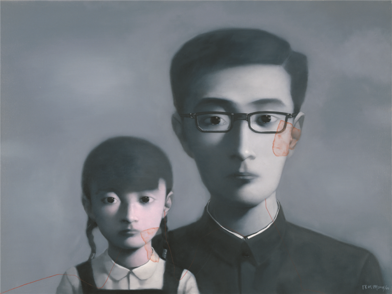 Zhang Xiaogang - Bloodline Series - Father and Daughter No. 1, 2010, oil on canvas, 120cmx150cm