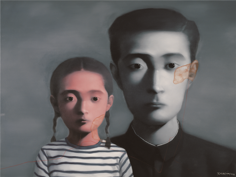 Zhang Xiaogang - Bloodline Series - Father and Daughter No. 2, 2008, oil on canvas, 160x200cm