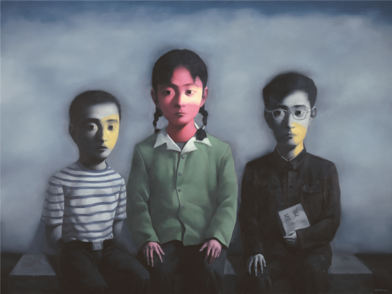 Zhang Xiaogang - Bloodline Series - Sister and Brother, 2010, oil on canvas, 270x370cm