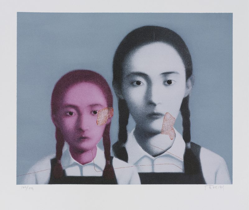 Zhang Xiaogang - Bloodline Series - Two Sisters, 2003, lithograph, 50.8x64.1cm