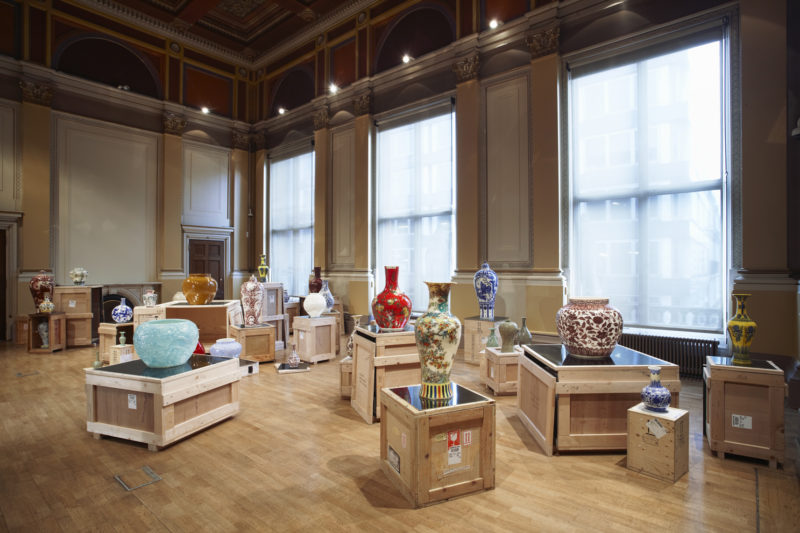 Meekyoung Shin - Translation, Vase Series, 2006-ongoing, Soap, pigment, varnish, mirrored stainless steel plates, wooden crates, Dimensions variable