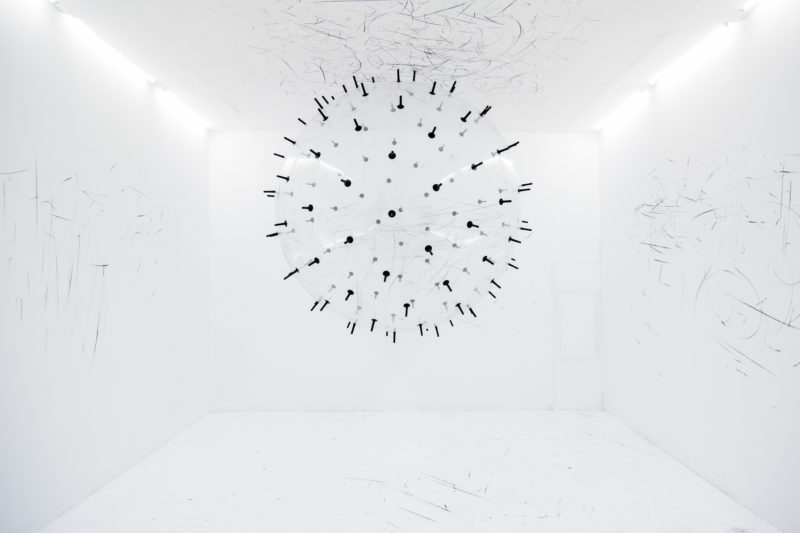 Karina Smigla-Bobinski - ADA, 2010, sphere, helium, charcoal, exhibition