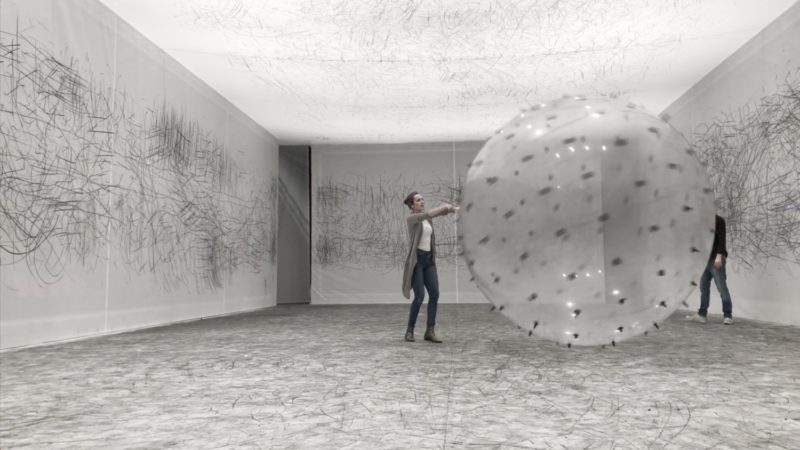 Karina Smigla-Bobinski - ADA, 2010, sphere, helium, charcoal, exhibition