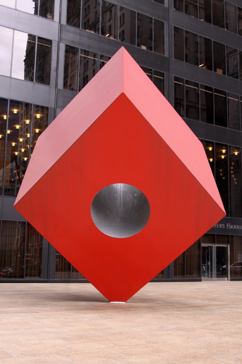 Isamu Noguchi – Red Cube Sculpture, 1968, 140 Broadway Between Cedar and Liberty Streets, Financial District in Lower Manhattan, New York, USA