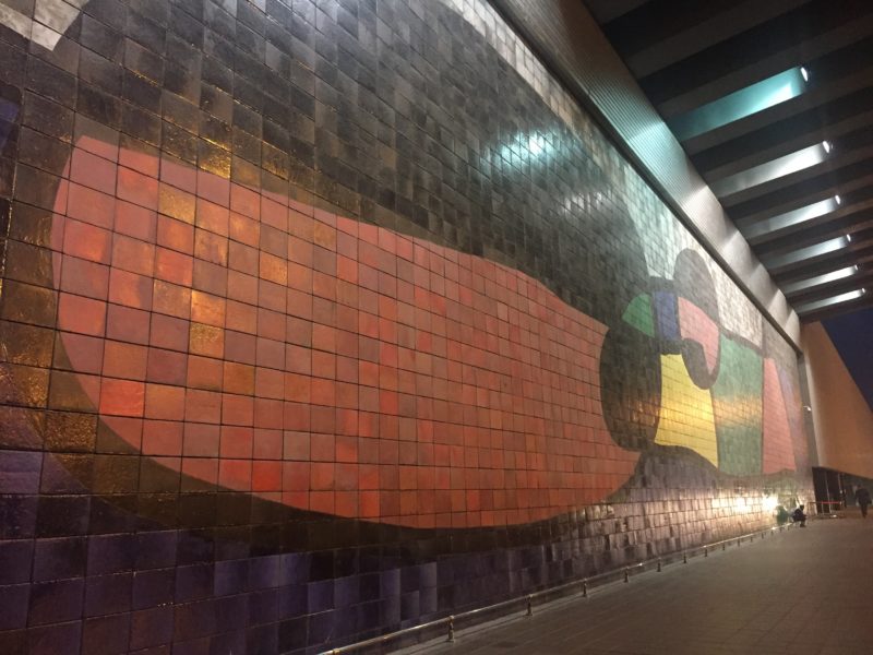 Joan Miró – Wall of the Barcelona Airport, 1970, earthenware, 10 x 50 m, Terminal B, El Prat Airport, Barcelona, Spain