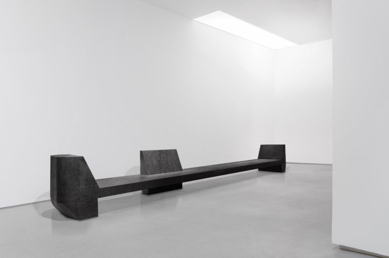 Rick Owens - Black Plywood 3 Prong Bench, 2013, Black Plywood, Edition of 8, 85.5x670x116cm