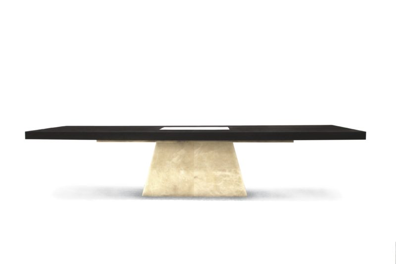 Rick Owens - Plug Table, 2011, Alabaster base, black plywood, plan top, 110x100x360cm