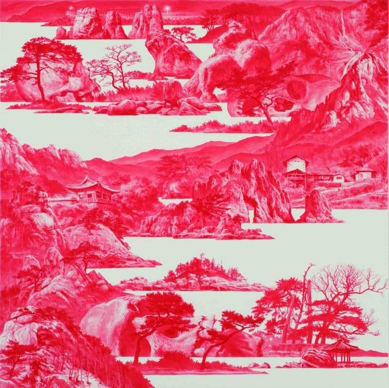Sea Hyun Lee - Between Red-015MAY02, 2015, oil on linen, 100x100cm