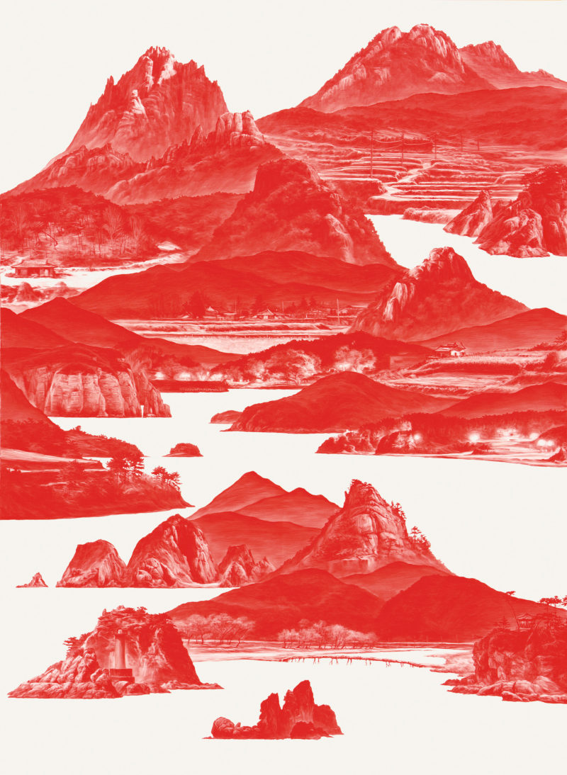 Sea Hyun Lee - Between Red_076 (Detail), 2008, oil on linen, 150x100cm