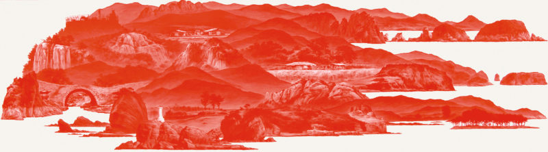 Sea Hyun Lee - Between Red_091, 2009, oil on linen, 70x250cm